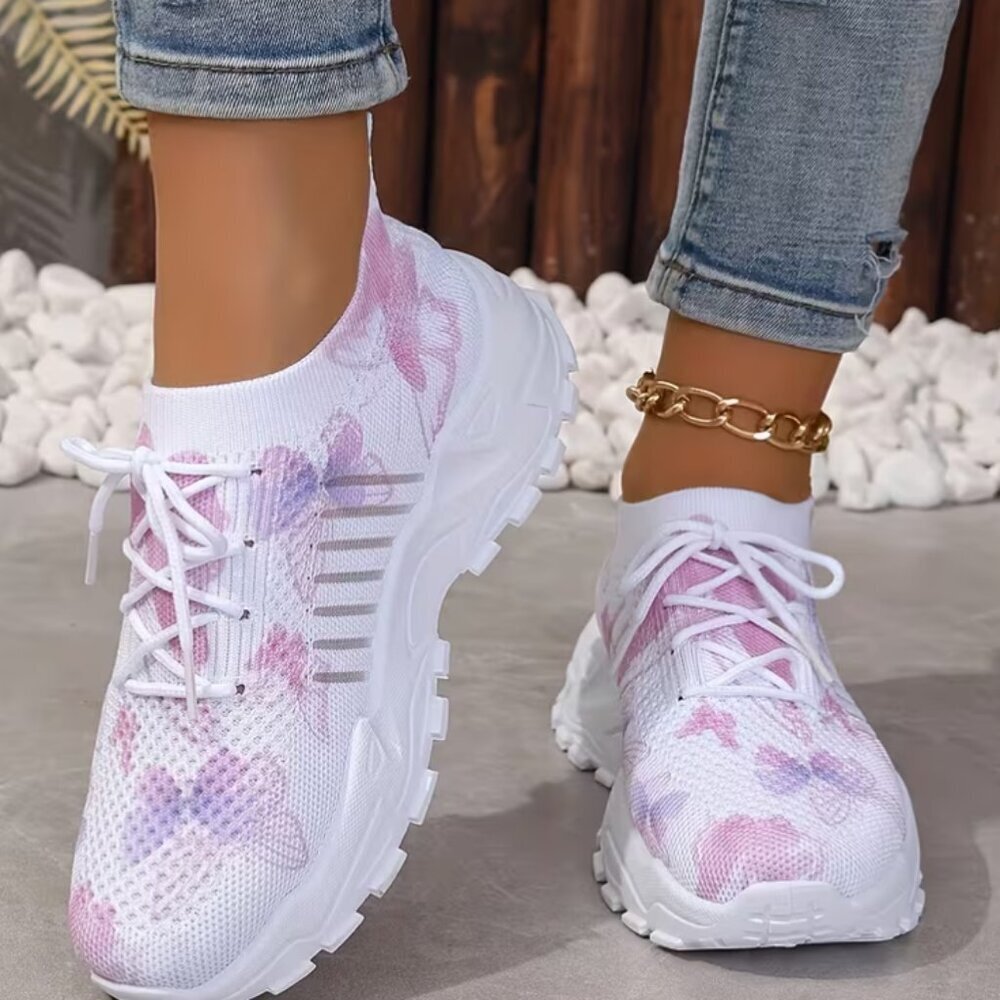 Women’s Casual Sneakers - Butterfly Print, Lightweight & Stylish - Picture 3 of 3